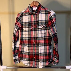 Old Navy Men's Red and Black Plaid Button Down Shirt